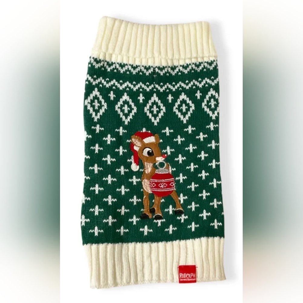 Official Licensed Rudolph the Red-Nosed Reindeer Holiday Dog Sweater Medium
